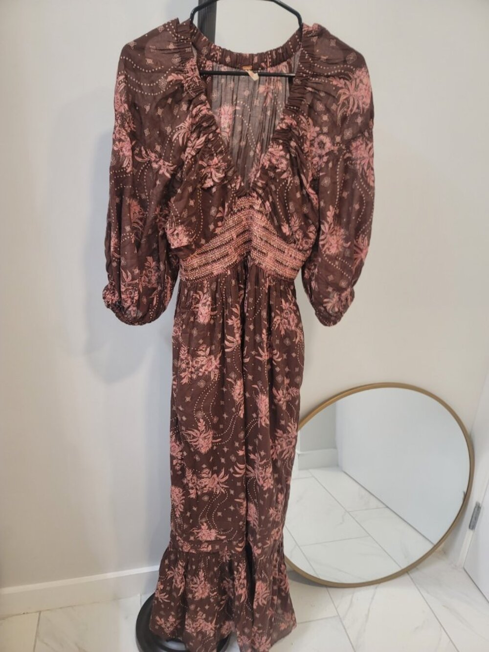 Free People Golden Hour Maxi Dress Size S Chocolate Brown - Picture 2 of 9